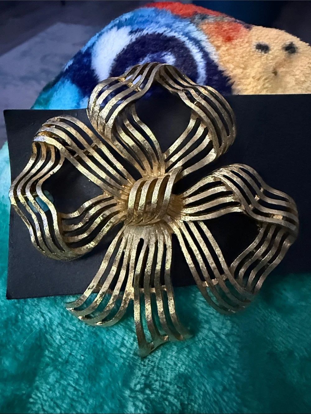 Monet Gold-tone Openwork Ribbon Bow Brooch